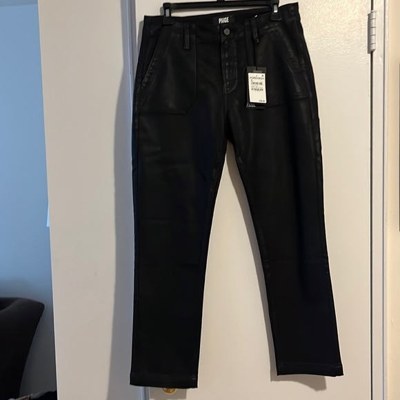 Paige coated , black denim pants - Picture 1 of 8